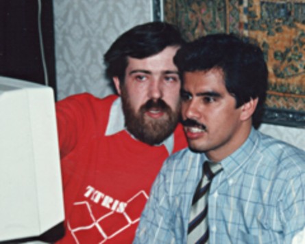 Rogers with Tetris principal creator Alexey Pajitnov, with whom he would later form The Tetris Company in 1996