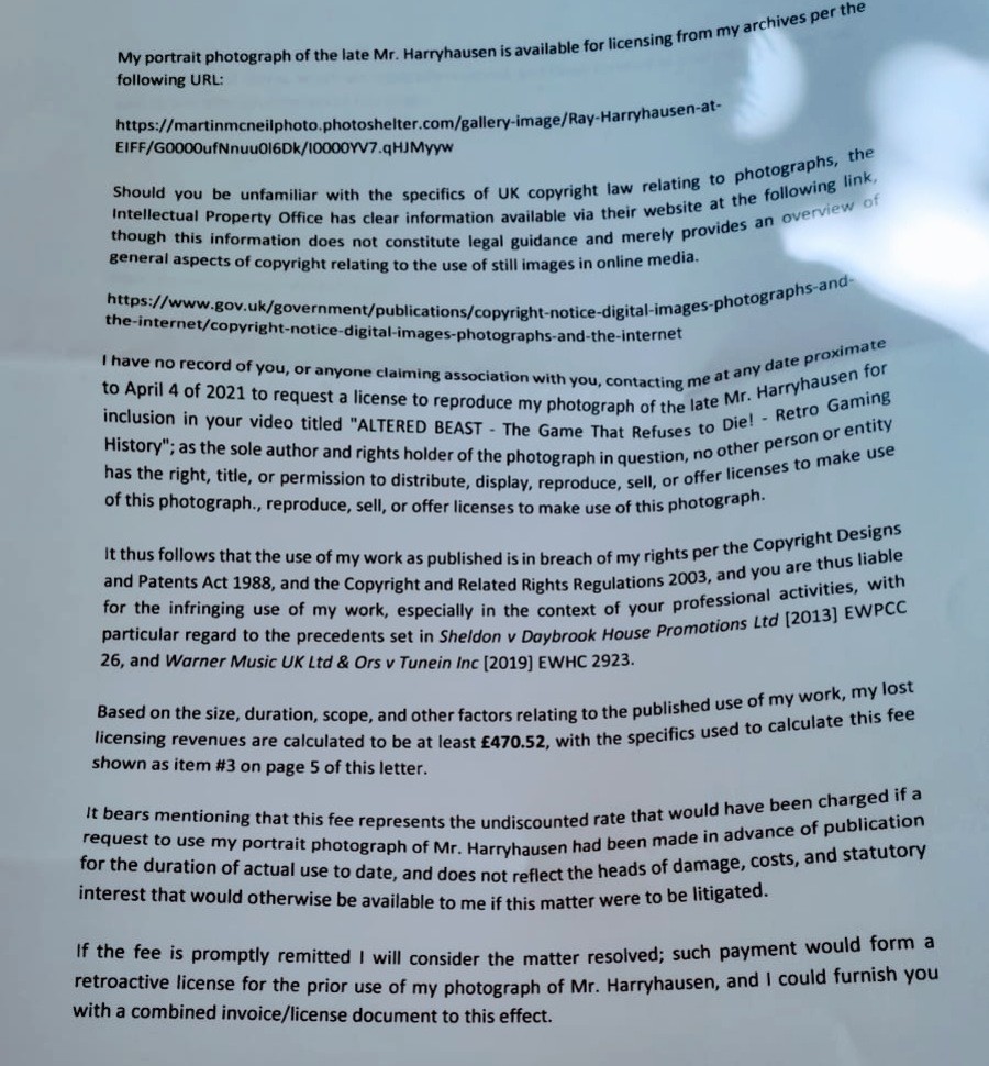 McNeil's letter
