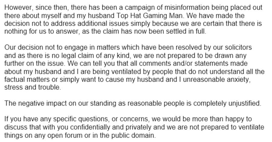 Lady Decade's Statement